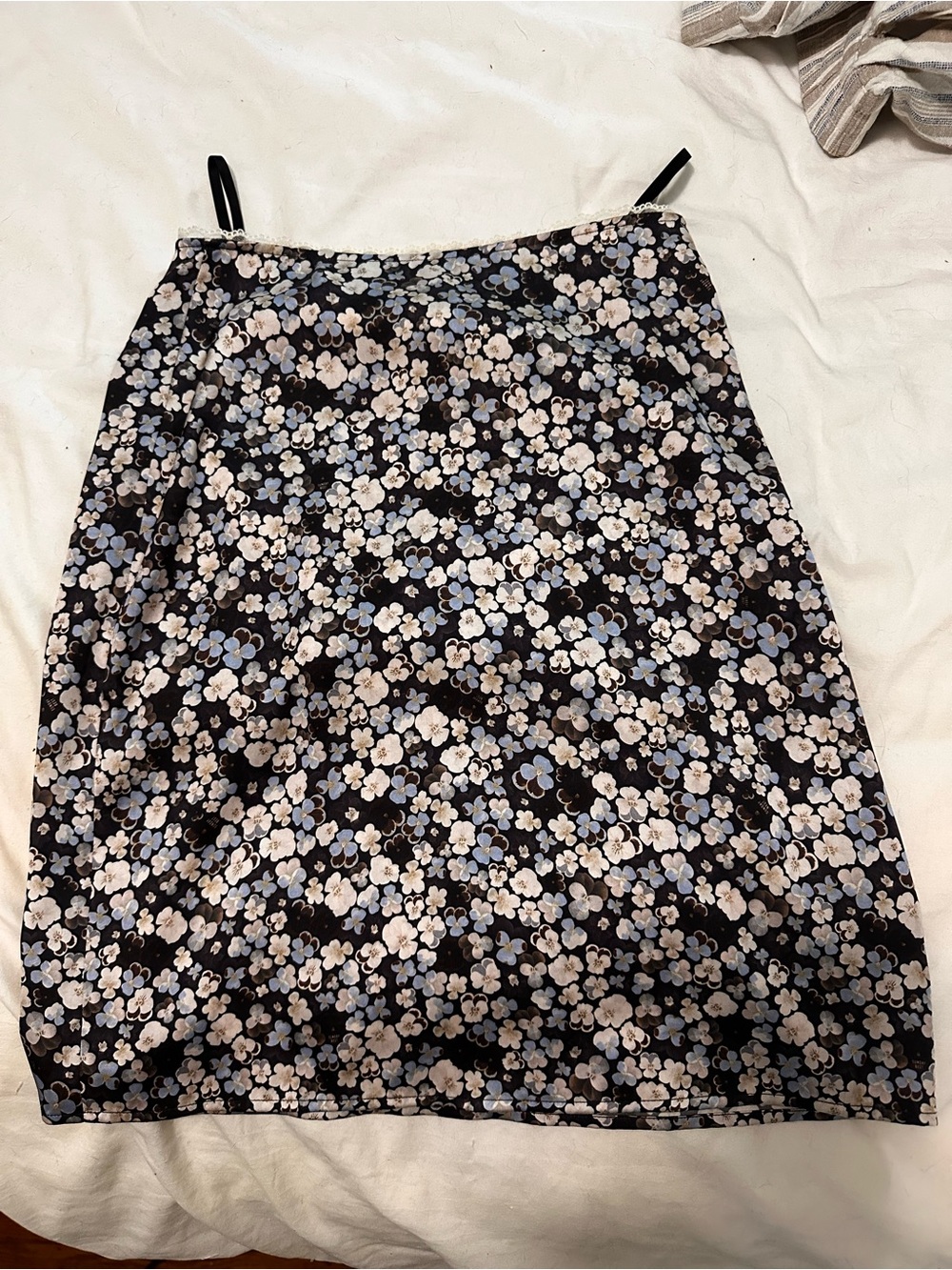 Sunday Best Floral Midi Skirt with Blue & Cream Blooms